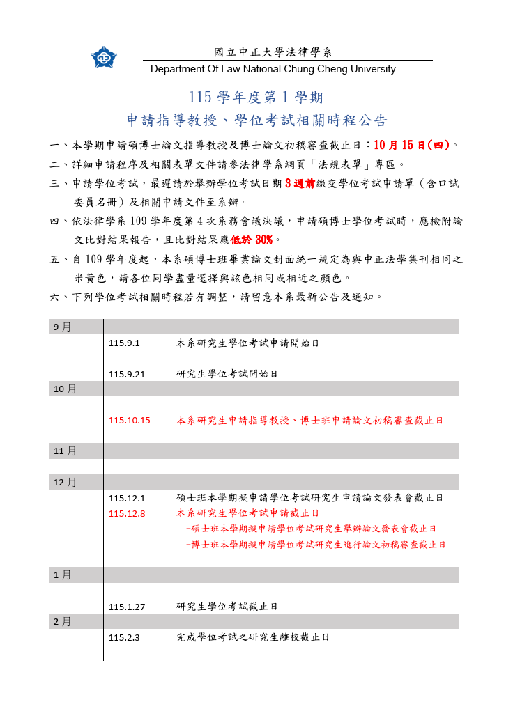 115-1論文時程公告